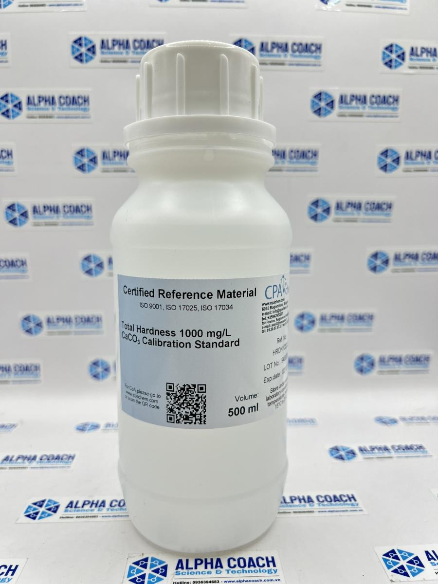 Dung dịch chuẩn Tổng độ cứng - Total Hardness 1000 mg/L CaCO3, chai 100mL, hãng CPAchem, Bungari